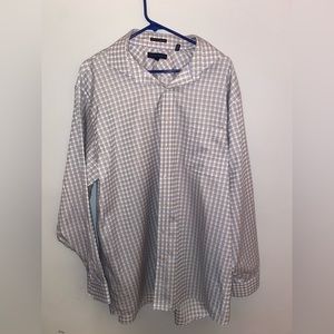 Tommy Hilfiger Big & Tall Black White Plaid Checkered Button Down Long Shirt